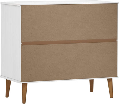 Sideboard Living Room Cabinets Living Room Angled Storage Cabinet Sideboard MOLDE White 90x40x80cm Solid Wood Pine - QUORE