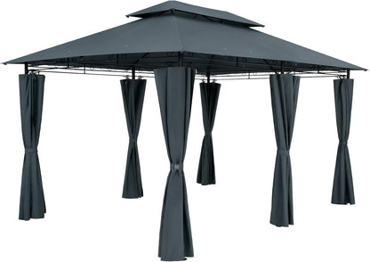 Casaria Pavilion Topas 3x4m Metal Water Repellent UV Protection 50+ with Side Panels Garden Pavilion Luxury Modern Anthracite - QUORE