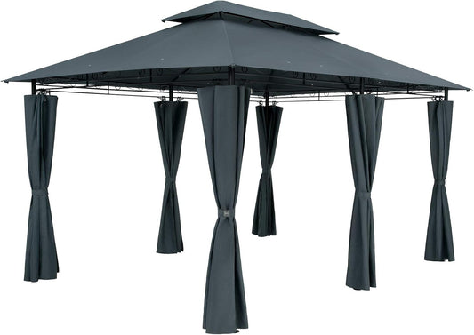 Casaria Pavilion Topas 3x4m Metal Water Repellent UV Protection 50+ with Side Panels Garden Pavilion Luxury Modern Anthracite - QUORE
