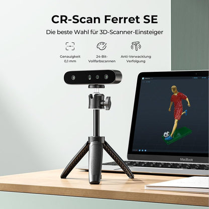 Creality CR-Scan Ferret SE 3D-scanner, 0,1 mm, 150-2000 mm scanbereik, anti-shake, 24-bits kleurenscan, scan zwarte/metalen (niet reflecterende) objecten zonder scanspray, voor Windows/Mac