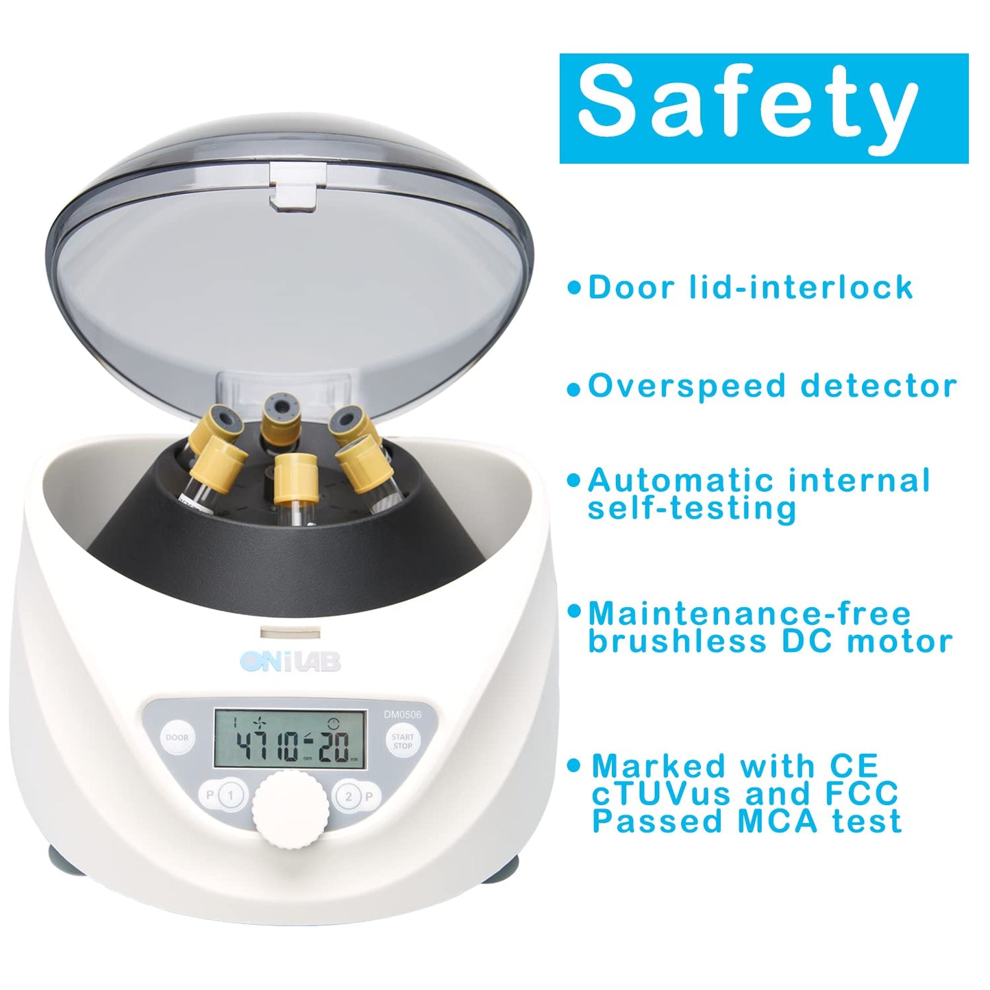 Digitale Tafelcentrifuge – Laboratoriumcentrifuge – Labcentrifuge – PRP Centrifuge – Buiscentrifuge voor 6x15/10/7/1,5-5 mL – 300-5000 rpm, LCD Timer 30 sec-99 min