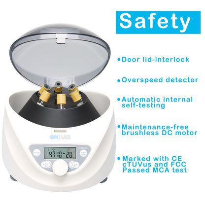 Digitale Tafelcentrifuge – Laboratoriumcentrifuge – Labcentrifuge – PRP Centrifuge – Buiscentrifuge voor 6x15/10/7/1,5-5 mL – 300-5000 rpm, LCD Timer 30 sec-99 min