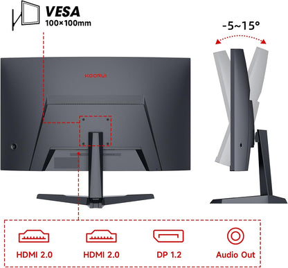 KOORUI Gaming Monitor 23.6 inch 23.5 FHD 180Hz VA /R1500 - QUORE