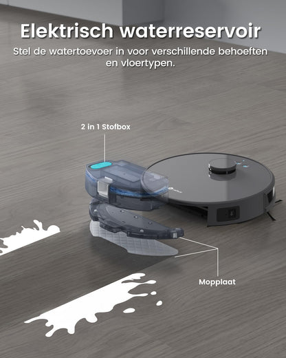 Robotstofzuiger – Robotstofzuiger met dweilfunctie – Automatische stofzuiger – Slimme schoonmaker – Vloerreiniger – 5500 Pa Zuigkracht – LiDAR Navigatie met Virtuele Zones