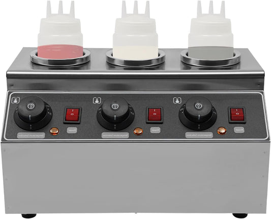 Sauswarmer – Sausverwarmer – Sauzenverwarmer – Elektrische Sausverwarmer – Warmer Voor Sauzen – 240W Vermogen – 3 Flessen Van 680 ml Roestvrij Staal