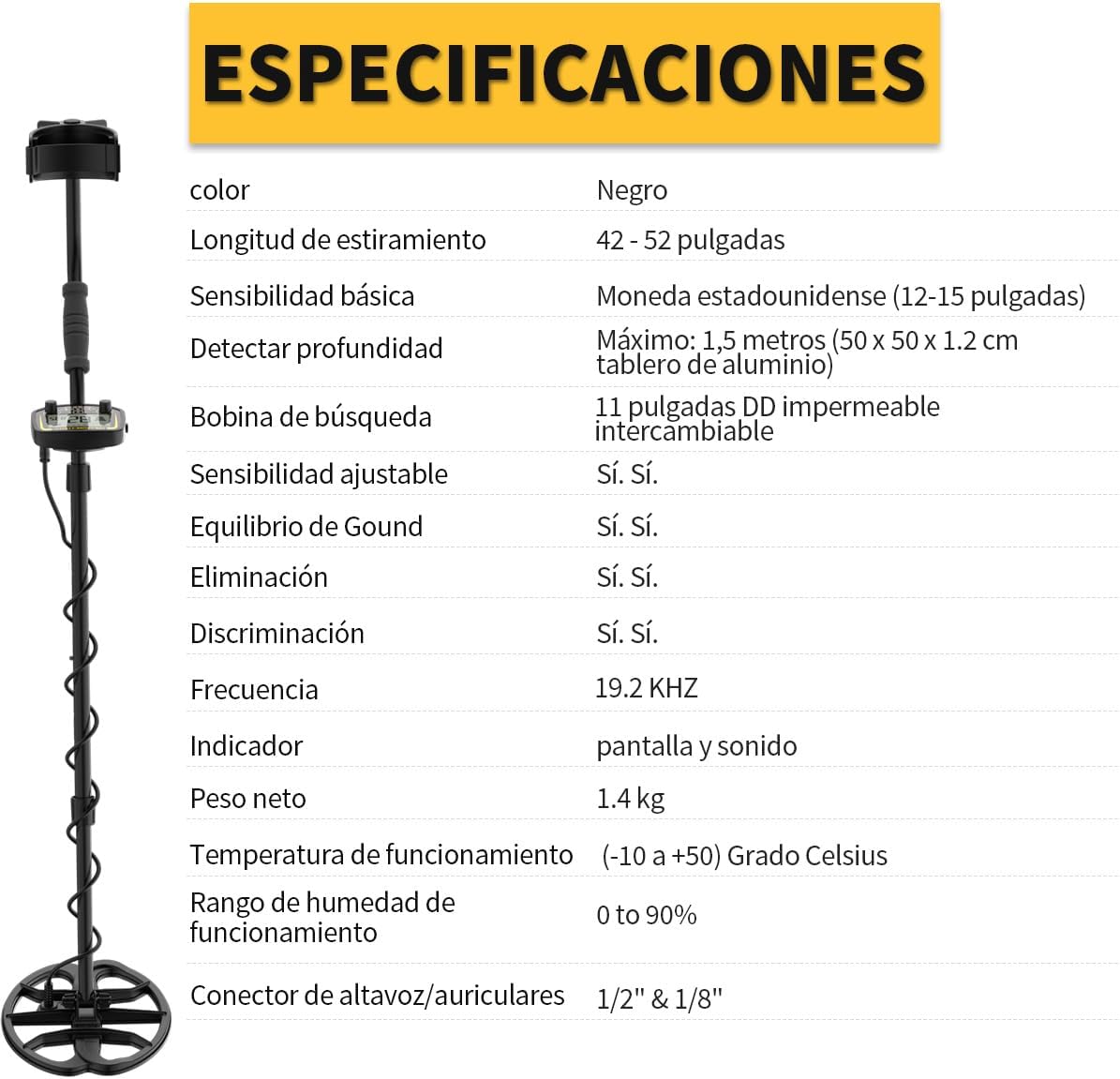 Metaaldetector voor volwassenen – Ondergrondse Metaaldetector – Gouddetector – Metaalzoeker – Grondmetaaldetector – Waterdichte 27,9 cm DD-zoekspoel – LCD-scherm en 2 zoekmodi
