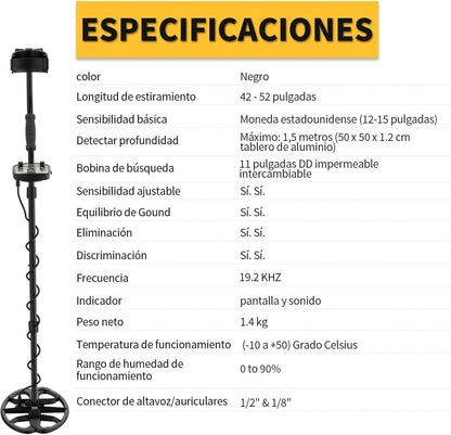 Metaaldetector voor volwassenen – Ondergrondse Metaaldetector – Gouddetector – Metaalzoeker – Grondmetaaldetector – Waterdichte 27,9 cm DD-zoekspoel – LCD-scherm en 2 zoekmodi
