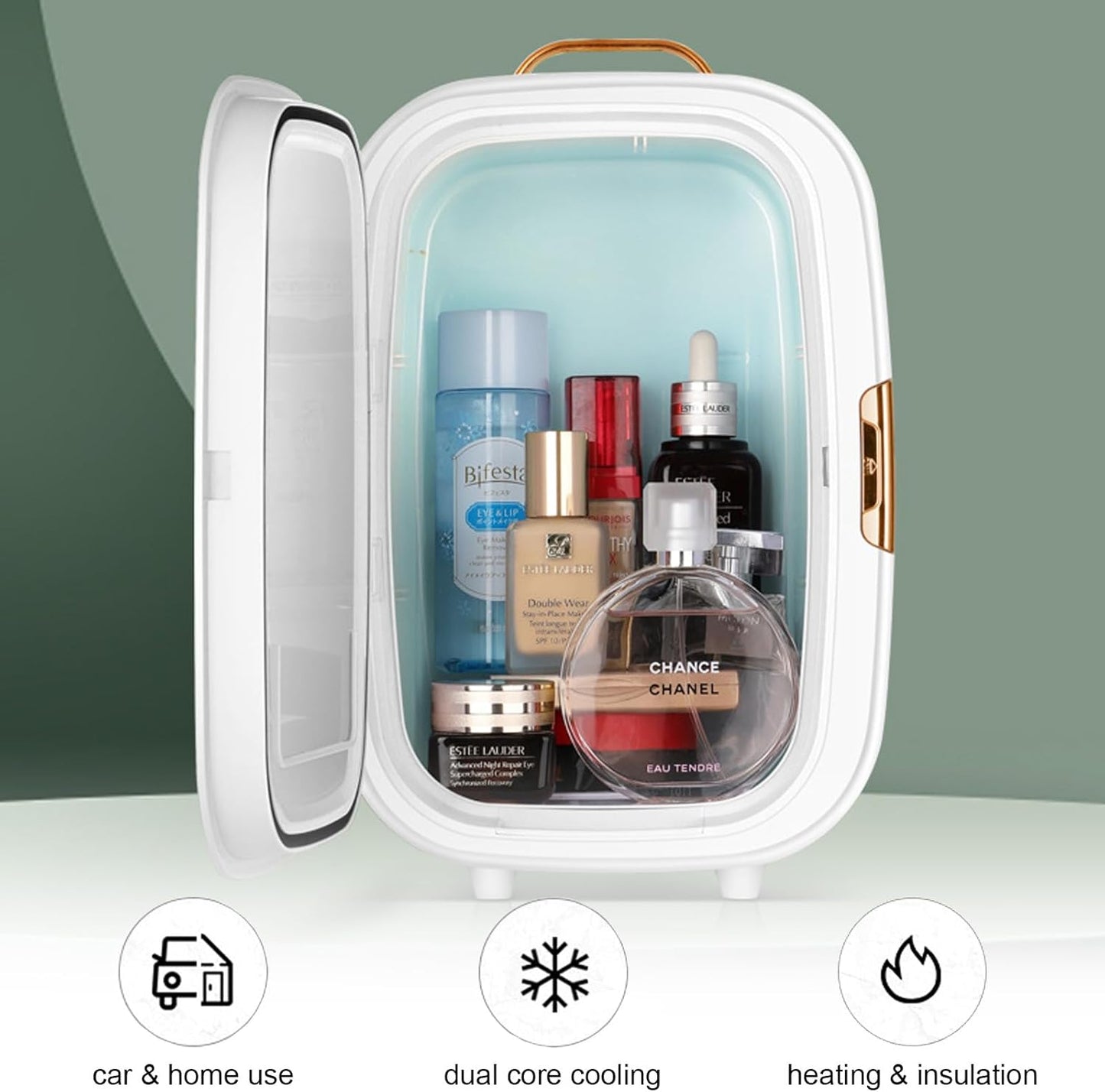 Mini-koelkast – Minikoelkast – Cosmetica Koelkast – Draagbare Koelkast – Slaapkamer Koelkast – 20 Liter Met Spiegel – Koelen En Verwarmen – AC220V/DC12V