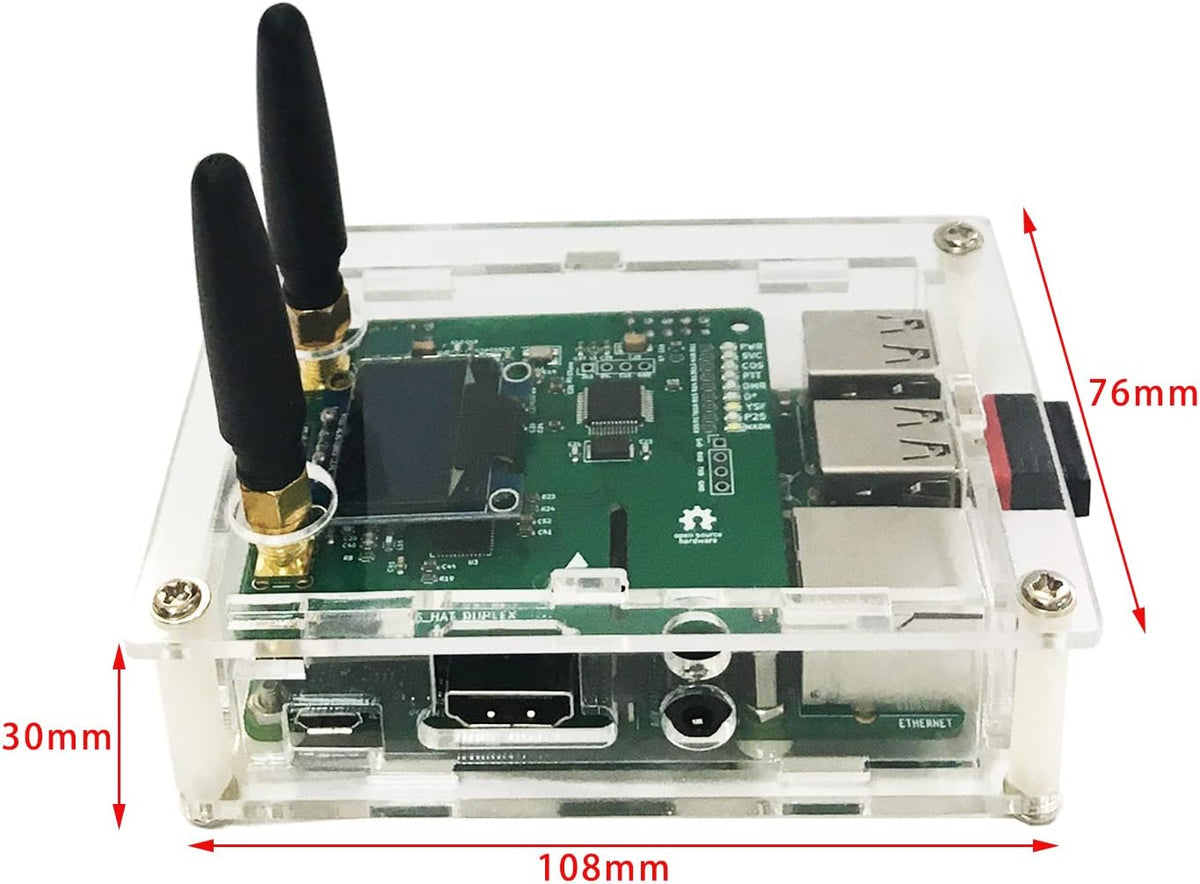All-New Upgraded Duplex DMR Hotspot WLAN Ehternet Port gemonteerd Radio Station WiFi Digital Voice Modem Support DMR Dstar YSF P25 Fusion Antenna Raspbery P Model 2B Two Colors OLED 2 TimeSlots