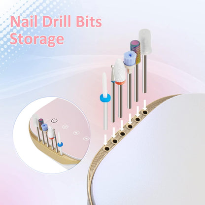 Madenia Touchpro Elektrische Nagelboor 35000 RPM, Professionele Elektrische Nagelvijlen Set voor Gelnagels en Acrylnagels, met HD Digitaal Display, Stil, Trillingsarm (Licht Roze)