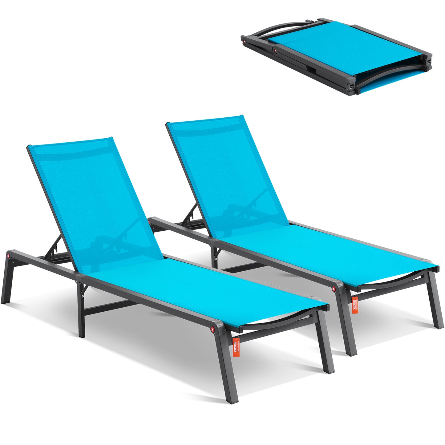 Ligstoel – Tuinstoel – Zonnestoel – Relaxstoel – Loungestoel – Verstelbare Rugleuning – Aluminium Frame – Set van 2