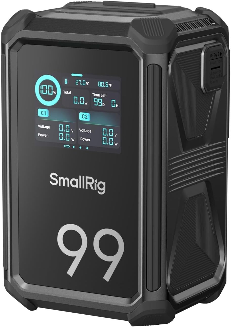 SMALLRIG V Mount Battery X99, 99Wh / 6800mAh V Mount Battery, 100W Output 2H Full Charge, Dual D-TAP, USB-C, DC Ports, APP Control, 2.0" Touchscreen, for Camera, Camcorder, Monitor, Video Light - 4984