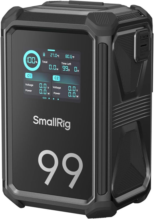 SMALLRIG V Mount Battery X99, 99Wh / 6800mAh V Mount Battery, 100W Output 2H Full Charge, Dual D-TAP, USB-C, DC Ports, APP Control, 2.0" Touchscreen, for Camera, Camcorder, Monitor, Video Light - 4984