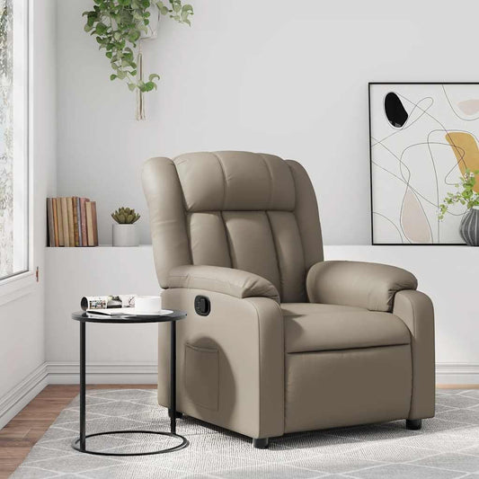 Handmatige Relaxstoel – Ligstoel – Tv-Stoel – Fauteuil – Zithoudingstoel – Verstelbare Rugleuning 135 Graden – Kunstleren Bekleding Met Zijvak – Houten Metalen Frame