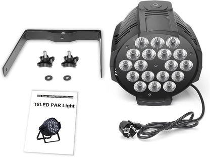 PARspot – LED Parlamp – Podiumverlichting – Partylicht – DJ Verlichting – 2 Stuks – 18 x 15W RGBW LED – DMX512 Met 8 Kanalen