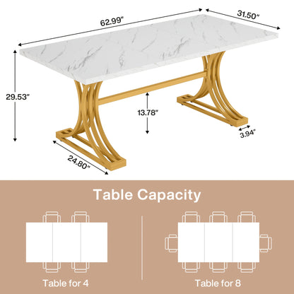 Eettafel – Tafel Dining – Grote Eettafel – Eetkamertafel – Tafel Cuisine – 160 cm Rechthoekig – MDF Blad & Metalen Poten – Geschikt Voor 4-6 Personen