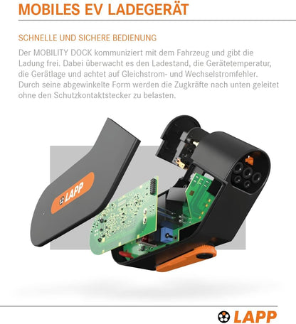 Lapp Mobility dock/mobiele EV oplader voor het huishoudelijk stopcontact/noodlader voor e-auto's/draagbare e-autolader voor onderweg/oplader voor elektrische en plug-in/IP44