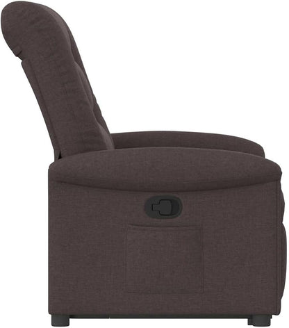 Relaxstoel – Fauteuil – Televisiestoel – Leesstoel – Sta-op stoel – Donkerbruin Stof – Elektrische Opstahulp – Handmatig Verstelbaar Tot 135°