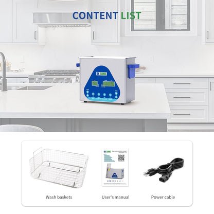 DK SONIC 3L 120W Ultrasoon Reiniger, Juweel Reiniger met Verwarming & Timer, Digitale Bediening voor Juweel, Brillen, Kettingen, Horloges (Inclusief Mandje)