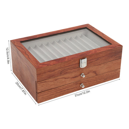 Penbox – Pennendoos – Pennenhouder – Bureau Organizer – Pennenetui – Massief Rozenhout – 34 Vakjes – Veilige Sluiting