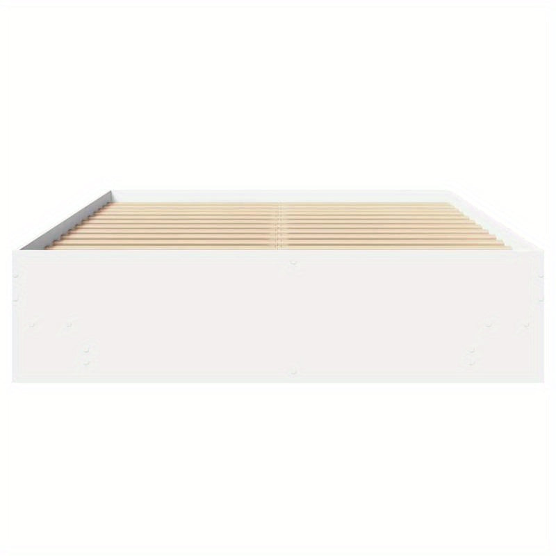 Modern Minimalist White Bed Frame - Extra Large European King Size (140x200cm), Heavy-Duty Hardwood Construction, Easy Assembly, Sturdy & Space-Efficient Design for Master Bedrooms & Guest Rooms - Durable Modern Furniture, Be