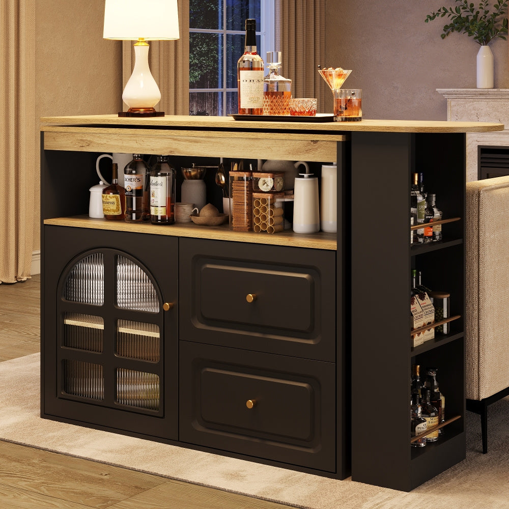 Dressoir – Buffetkast – Opbergkast – TV-meubel – Ladekast – 360° Draaibaar – 2 Ruime Lades – Modern Minimalistisch Design