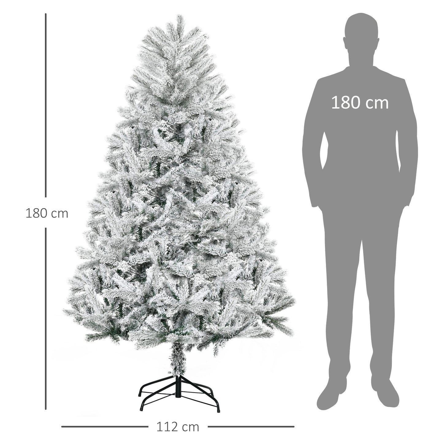 Kunstkerstboom – Nepboom – Sneeuwboom – Kerstboom Wit – Imitatie Nordmann – 180 Cm Hoog – 521 Sneeuwtakken