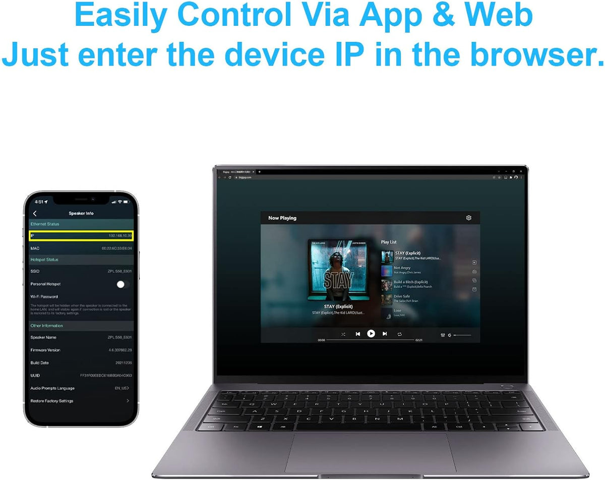 Arylic Up2Stream A50+ WiFi & Bluetooth versterker TPA3116, DC/2.0 Stereo Channel, AirPlay DLNA, Multiroom Sync, 24 bit 192 kHz HiFi Audio Streaming Geïntegreerde versterker voor thuisluidsprekers