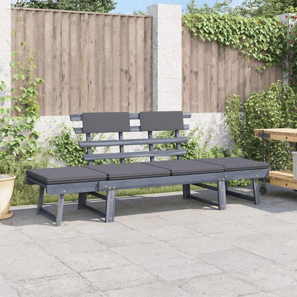 vidaXL Garden bench with cushions 2-in-1 190 cm solid acacia wood grey