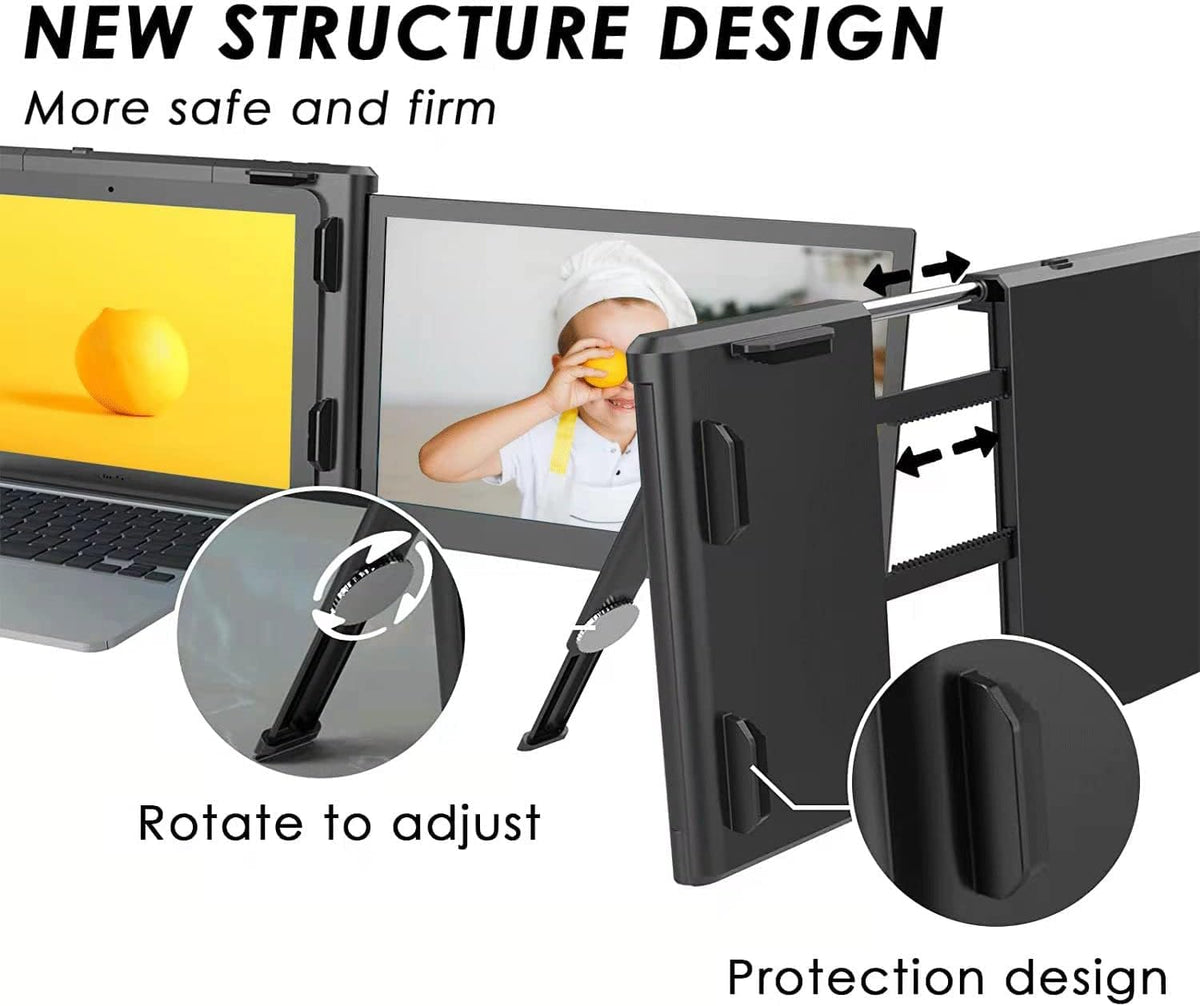 Teamgee Portable Monitor for Laptop, 13.3" Full HD IPS Screen, USB HDMI Laptop with Dual Screen Expansion for Mac, PC, Chrome and Android, Fits All 13"-16.5" Notebook - QUORE