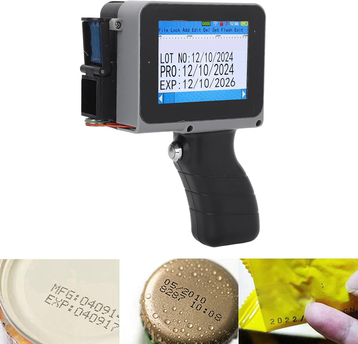 Barcode-datumprinter, draagbare inkt-straal-printer, 4,3-inch touchscreen-handprinter voor tekst-QR-code-afbeelding
