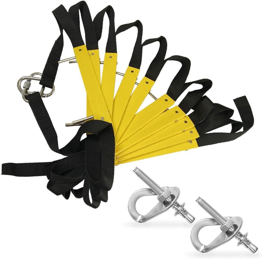 ISOP Brandreddingsladder 4 m met Bevestigingsmateriaal | Intrekbare ladders voor huizen met 2 verdiepingen | Compact en draagbaar | Touwladder geschikt voor balkon- en raamontsnapping
