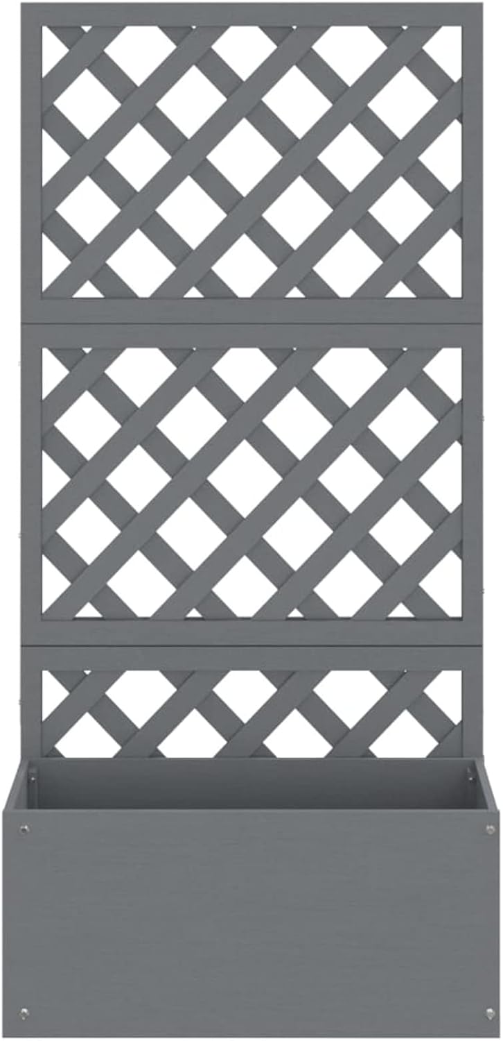 Gecheer Planter Garden Raised Bed with Trellis Trough Planter with Top Trellis Climbing Plants Flower Raised Bed Pot 2pcs Grey 65x33x135cm WPC Pots & Planters - QUORE