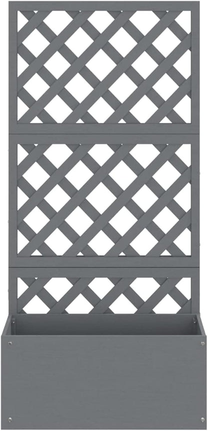 Tidyard WPC 2-Piece Grey Garden Planter with Separate Shoulder Surface Grilled Planter for Outdoor Loft Bed Planter with Grid Flower Box Outdoor 65 x 30 x 135 cm - QUORE