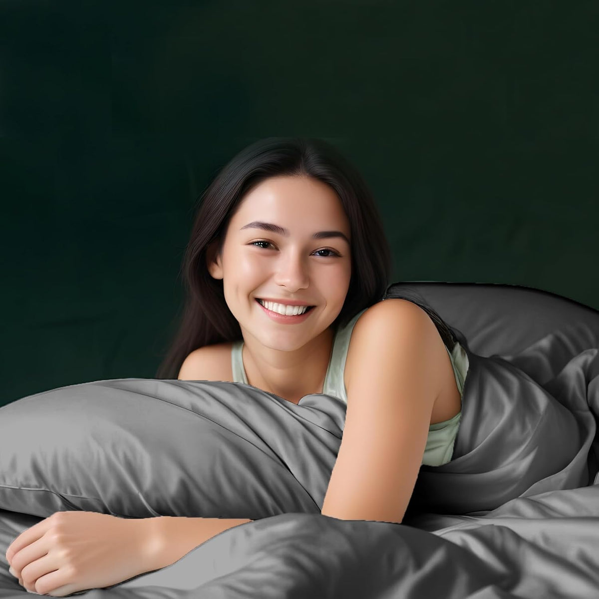 Linenwalas Beddengoedset van 100% bamboe, 4-delige set, zeer zacht, koel, perfect voor huisverzorging, 1 dekbedovertrek, 1 hoeslaken en 2 kussenslopen, kingsize, houtskoolgrijs