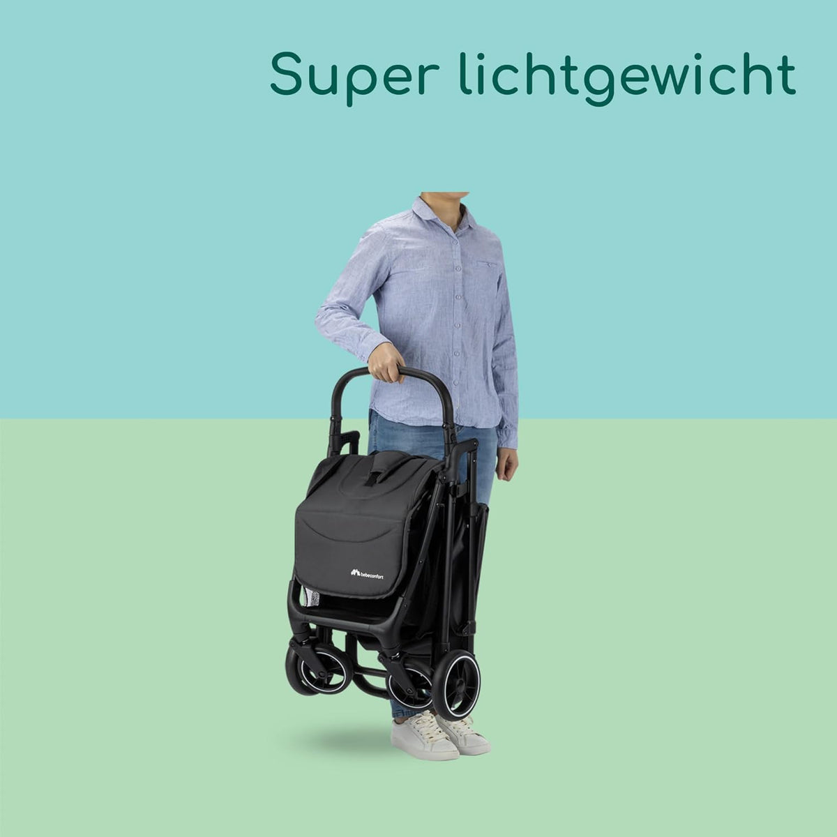 Bebeconfort Azur, Compacte Kinderwagen, 0-3 jaar (15 kg), Lichtgewicht Kinderwagen, Automatisch Inklappen met één Hand, Naadloos Verstelbaar Naar Vlakke Ligstand, Grote Mand, Mineral Graphite