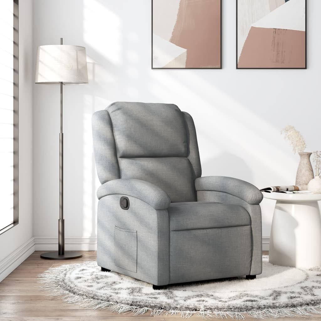 vidaXL Recliner Chair with Backrest, Armrests, TV Chair, Reclining Chair, Seat for Living Room Home, Light Grey Fabric - QUORE