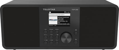 TELESTAR TOP 250 – DAB+/internetradio (stereo, 2 x 10 watt, Bluetooth zender/ontvangstfunctie, USB-opname, noodwaarschuwingssysteem, app-bediening), zwart