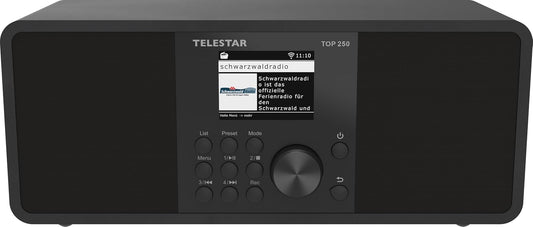 TELESTAR TOP 250 – DAB+/internetradio (stereo, 2 x 10 watt, Bluetooth zender/ontvangstfunctie, USB-opname, noodwaarschuwingssysteem, app-bediening), zwart
