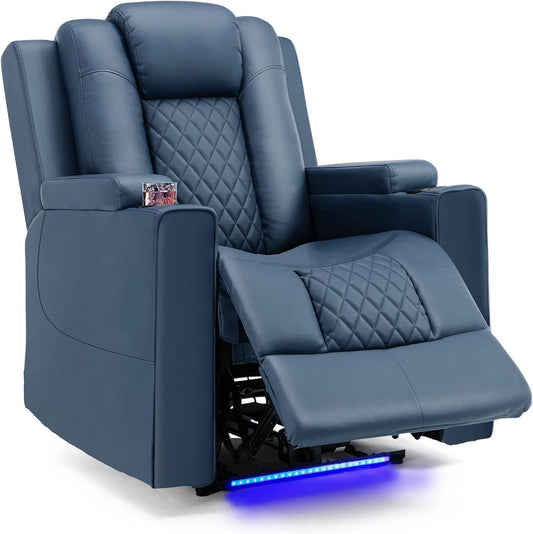Elektrische Relaxfauteuil – Relaxstoel – TV Stoel – Lounge Chair – Fauteuil Blauw – Verstelbare Rugleuning 90°-165° – PU Kunstleer Met Metalen Onderstel