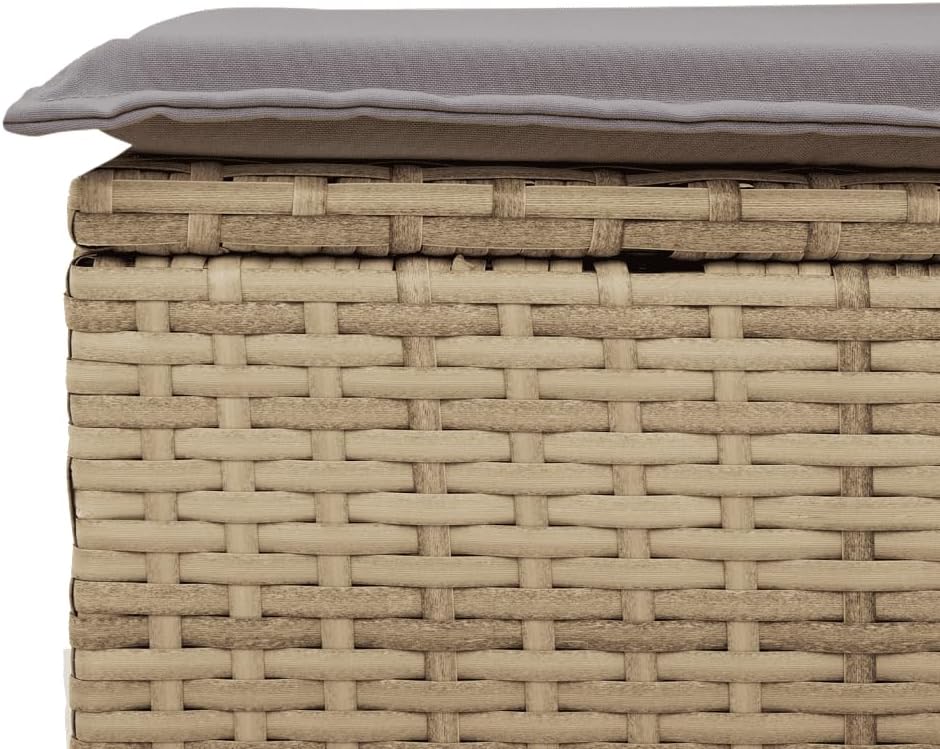 vidaXL 5-delige Loungeset met kussens poly rattan beige, tuinset, tuinmeubel, terrasset, tuinbank, terrasmeubel, loungebank, loungeset tuin - QUORE