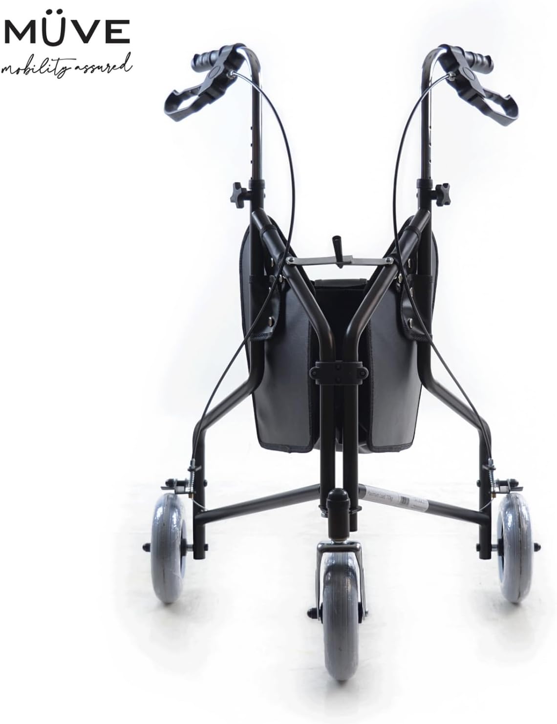 Muve 3-wielige rollator - opvouwbaar, lichtgewicht, met ingebouwde tas, ideaal voor mobiliteitsondersteuning voor ouderen en mensen met een handicap