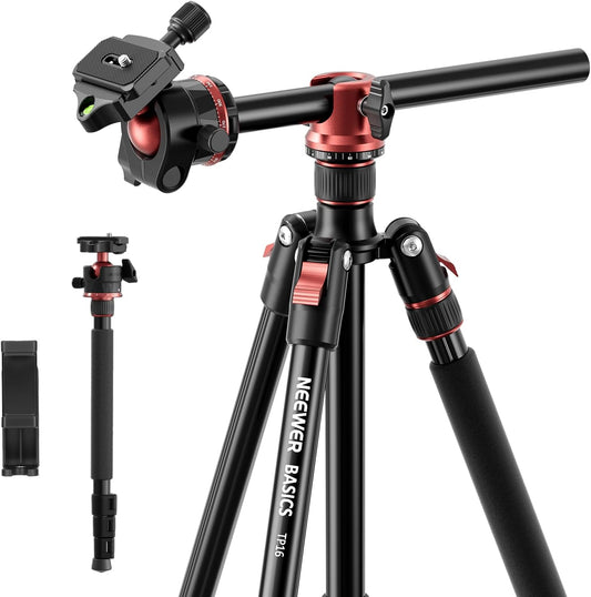 Camerastatief – Fotostatief – Videostatief – Tripod – Monopod – Verstelbare Middenkolom 180° en 360° Kogelkop – Tot 180,1 Cm, 8 Kg Draagvermogen