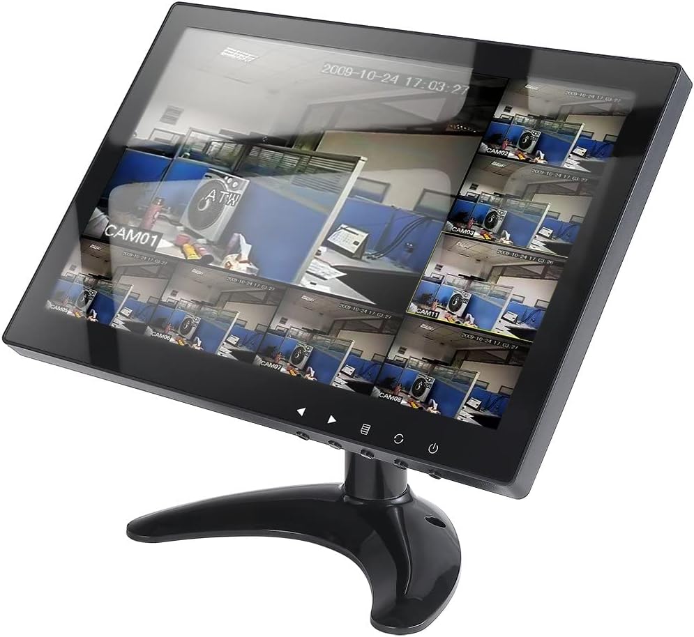 CCTV-monitor, 10,1 inch, IPS LCD HDMI kleurenscherm, 1280 x 800 brede kijkhoek met AV/VGA/HDMI/BNC/AUX/audio-aansluitingen, ingebouwde luidspreker voor thuisbeveiliging, CCTV-IP-camera, pc-monitor