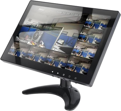 CCTV-monitor, 10,1 inch, IPS LCD HDMI kleurenscherm, 1280 x 800 brede kijkhoek met AV/VGA/HDMI/BNC/AUX/audio-aansluitingen, ingebouwde luidspreker voor thuisbeveiliging, CCTV-IP-camera, pc-monitor