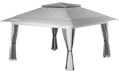 Wiltec opvouwbaar paviljoen partytent met muggennet tuinpaviljoen lichtgrijs 4 x 4 m