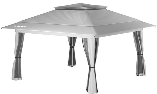 Wiltec opvouwbaar paviljoen partytent met muggennet tuinpaviljoen lichtgrijs 4 x 4 m