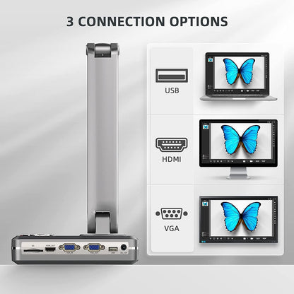 JOYUSING V508 Documentcamera met VGA/HDMI/USB, driemodussen, met 8 miljoen pixels, speciaal voor leraren, geschikt voor realtime-projectie, Kan werken met en zonder een computer.
