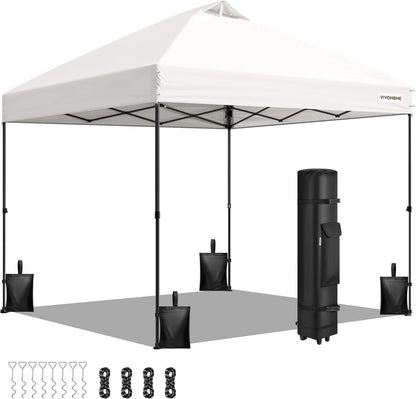 VIVOHOME Intrekbare Luifel 3x3 m met Drukinstallatie, Wit