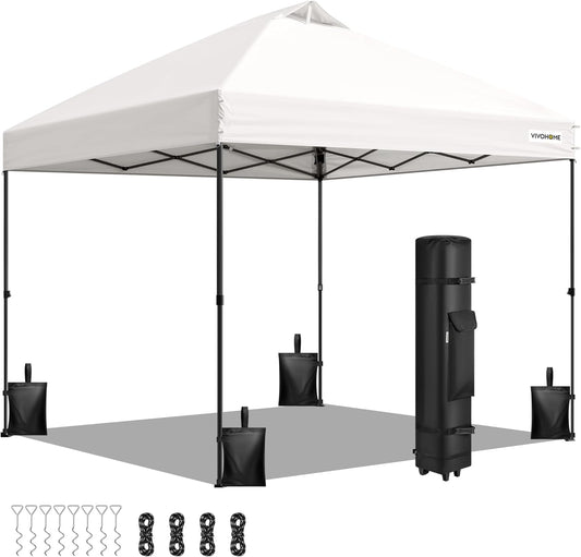 VIVOHOME Intrekbare Luifel 3x3 m met Drukinstallatie, Wit